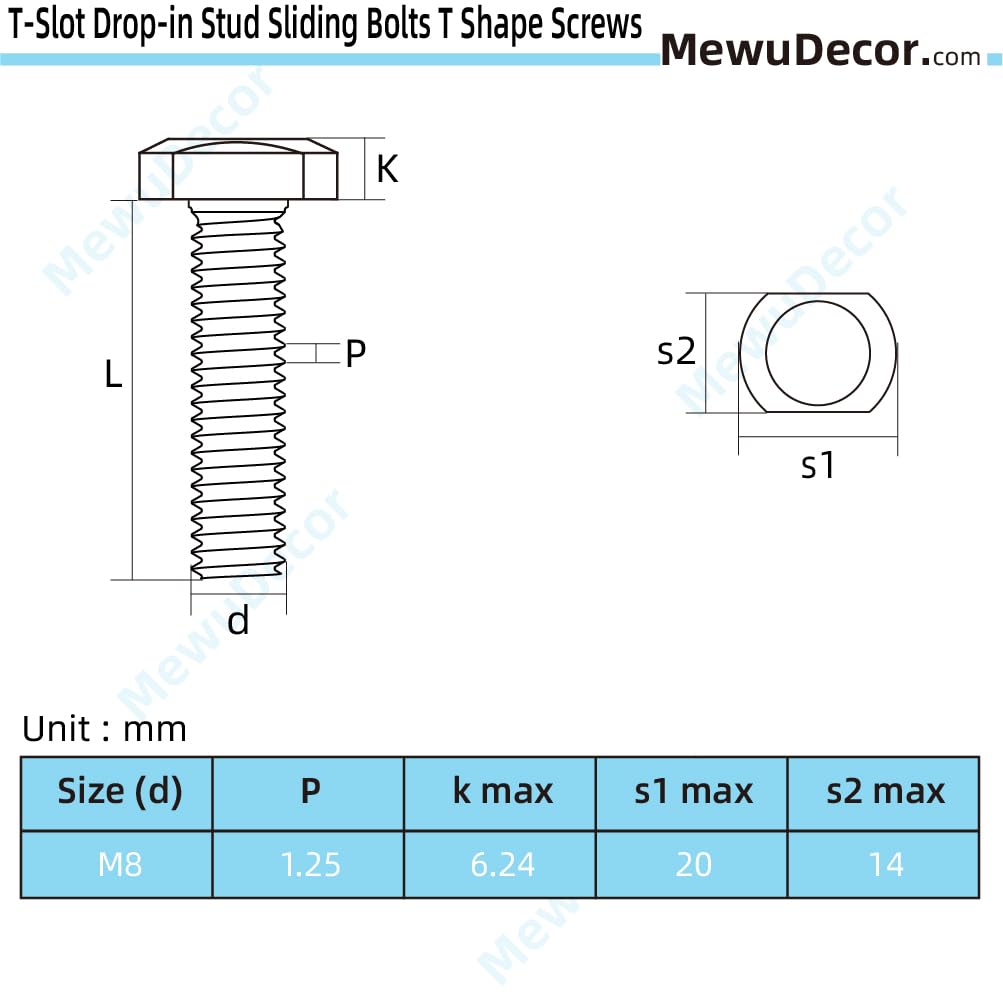 Amazon.co.jp: M8 x 25mm Tスロット ドロップインスタッド